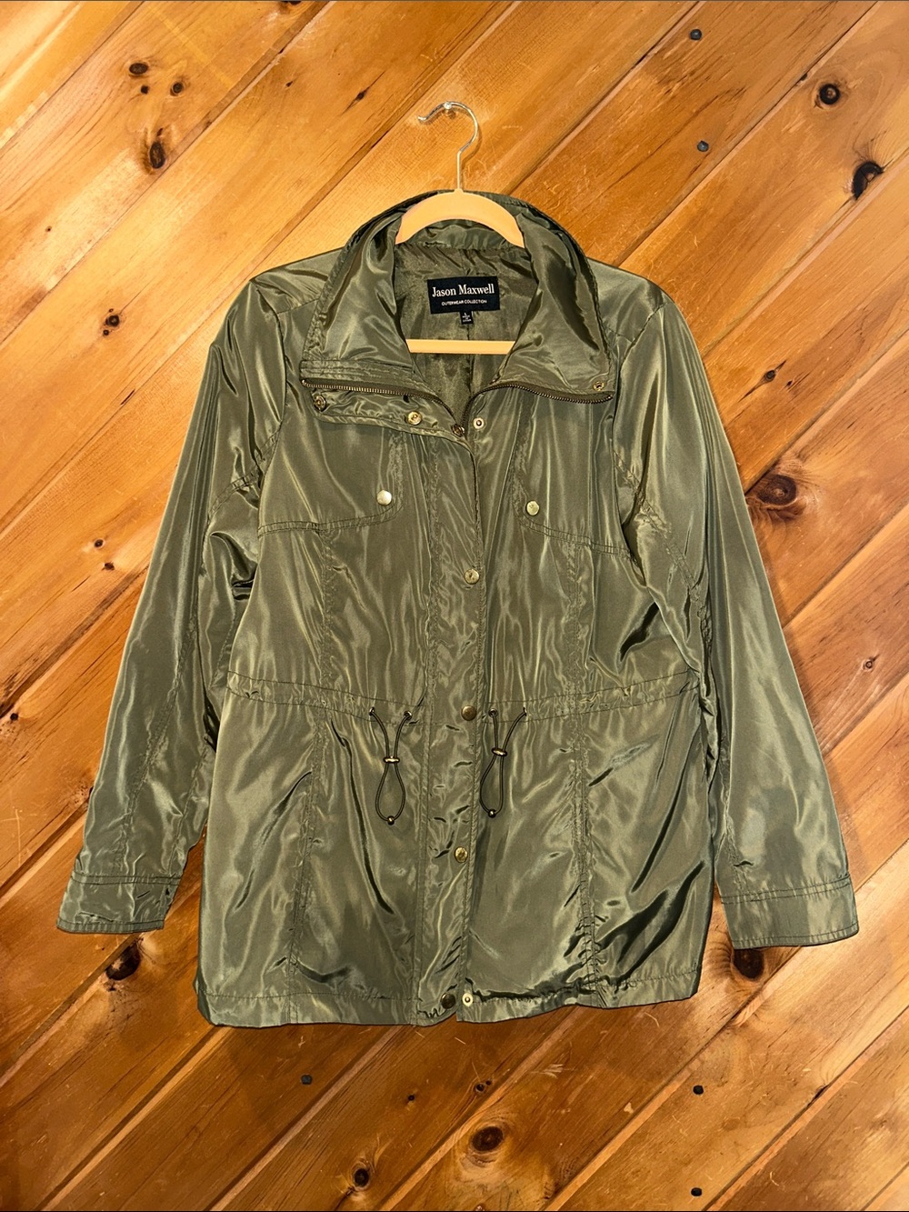 Jason Maxwell olive green utility windbreaker lightweight jacket